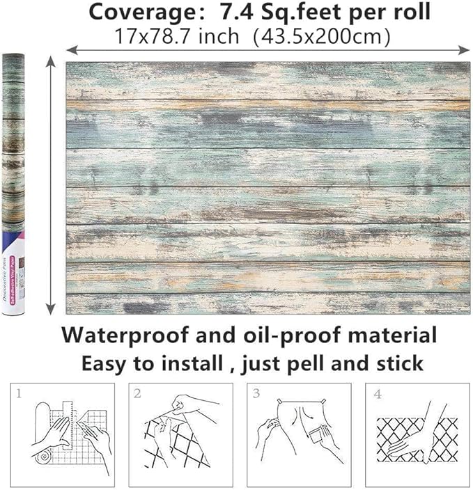 Arthome Rustic Wood Contact Paper Peel and Stick Self-Adhesive Wallpaper - Image 8