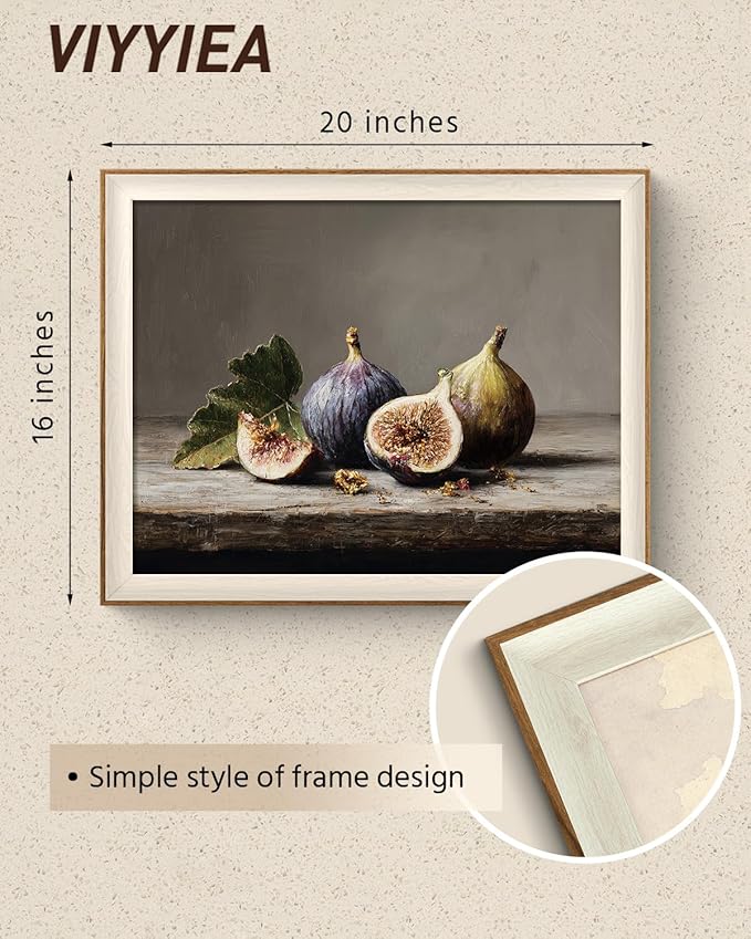 VIYYIEA Framed Wall Art for Living Room, Still Life Fig Canvas Prints, Rustic - Image 5
