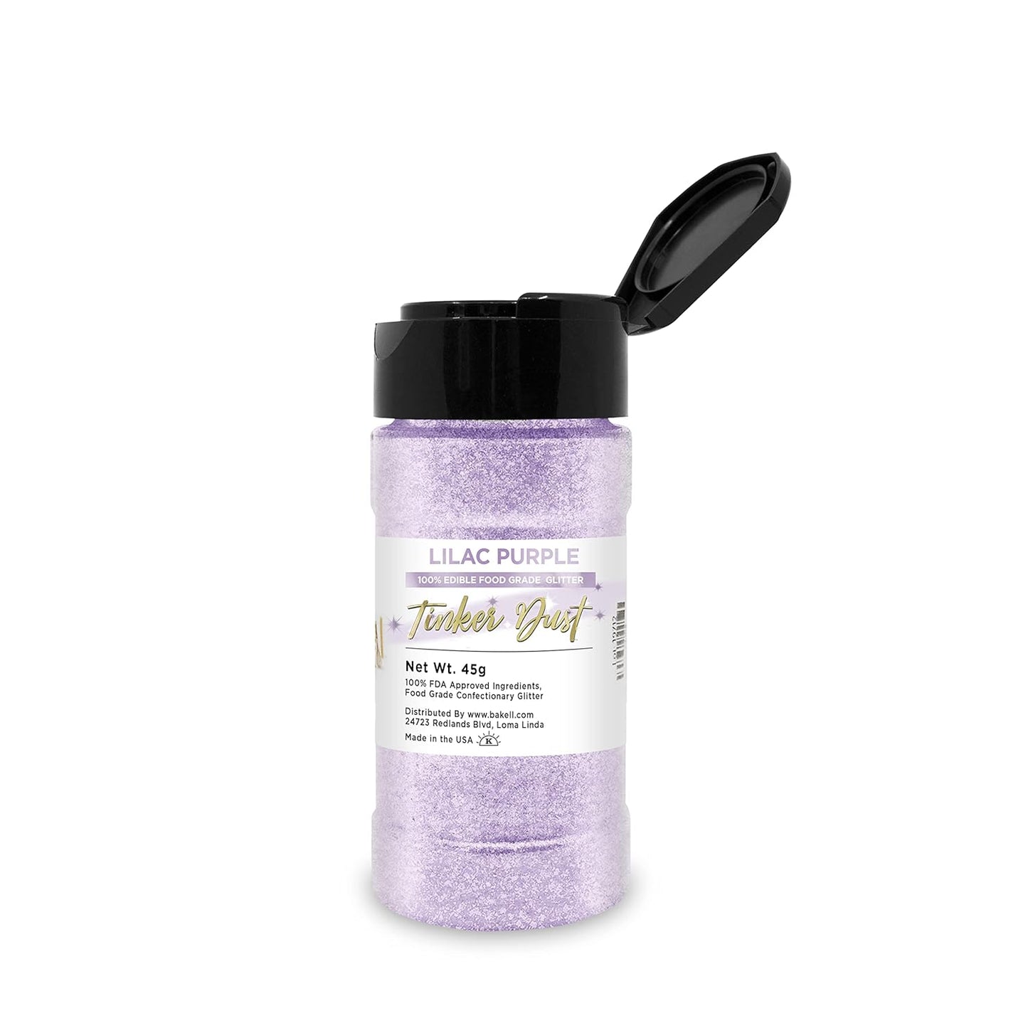 Bakell Lilac Purple Tinker Dust - (45g 1x Shaker Jar) | Add Elegance to Your Baking and Beverages with Edible Glitter!