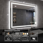 LED Mirror, 44x36 Inch Gradient Front and Backlit Lighted Mirror, 3 Colors - Image 2