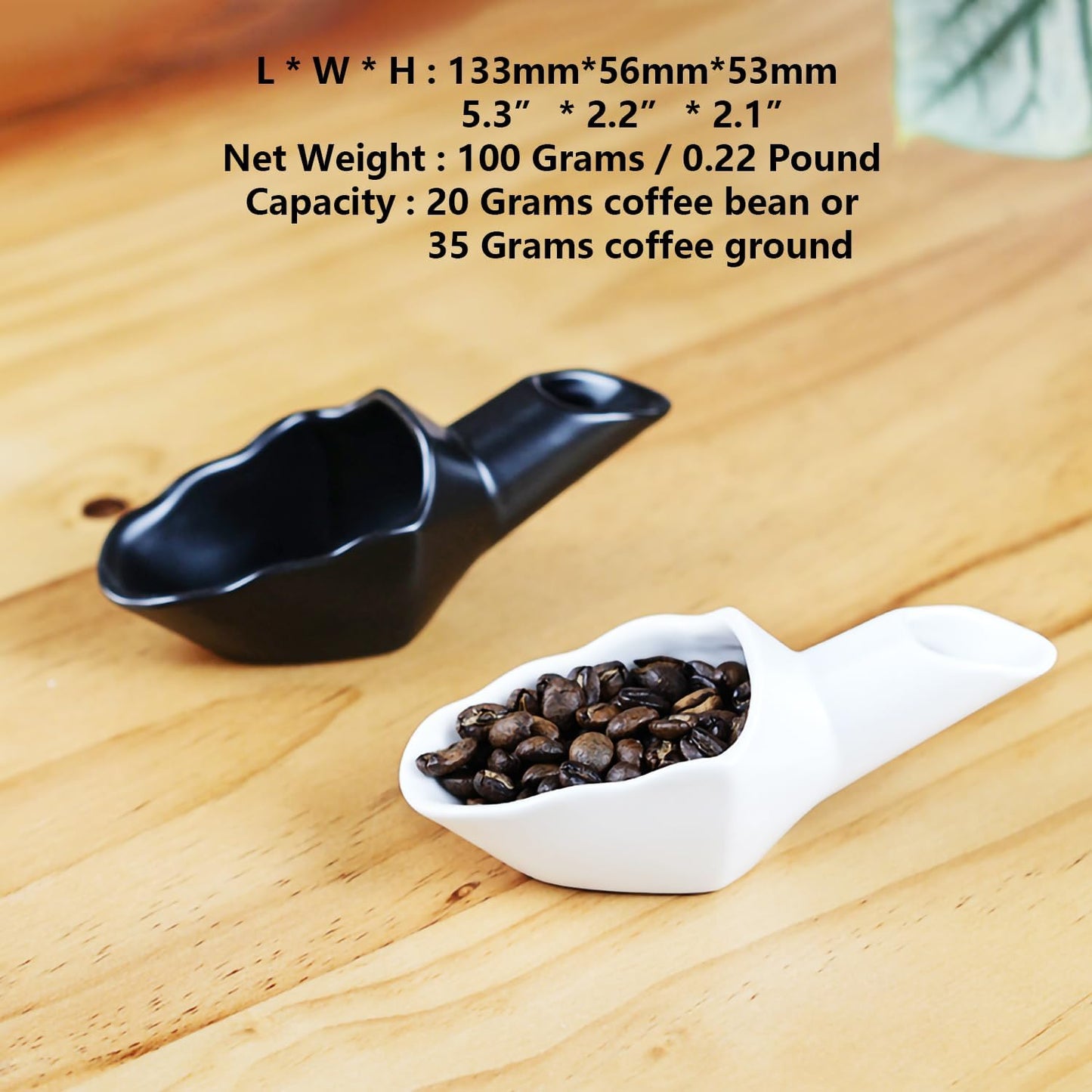 Coffee Bean Measuring Scoop with Funnel Coffee Bean Dosing Cup Ceramic Ground Coffee Spoon For Coffee Tea Sugar Flour (Black)