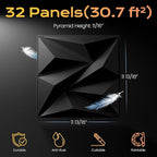 Sonicism Wall Panels Upgrade 32 Pack, 0.7”x11.8”x11.8”Pyramid 3D Wall Panels - Image 5