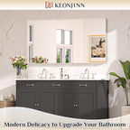 Keonjinn 55 x 30 Brushed Nickel Bathroom Vanity Mirror, Large Rounded Rectangle - Image 2