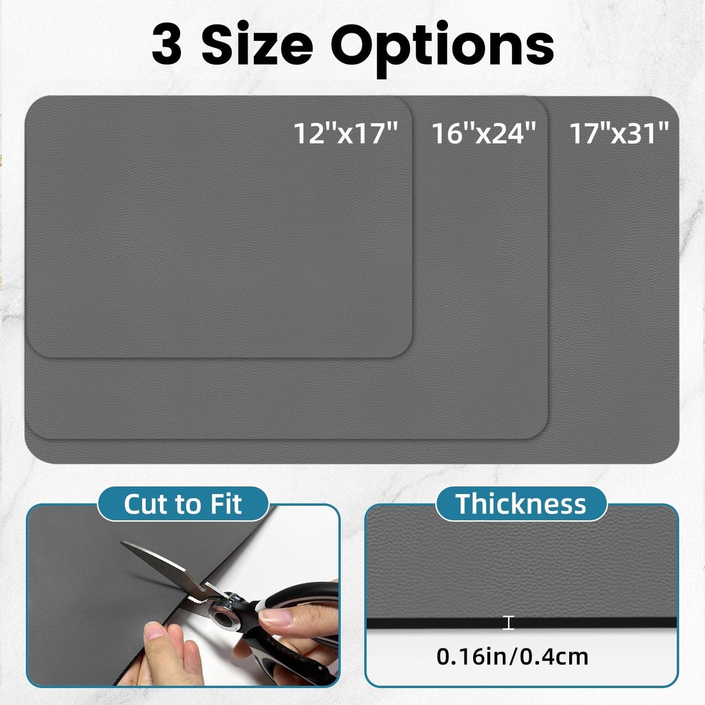 PoYang 31.5"x17" Coffee Mat X-Large, Coffee Bar Accessories for Countertop, Absorbent Dish Drying Mat, Anti-Slip and Hide Stain Pad for Espresso Machine, Espresso Maker and Kitchen Counter, Gray