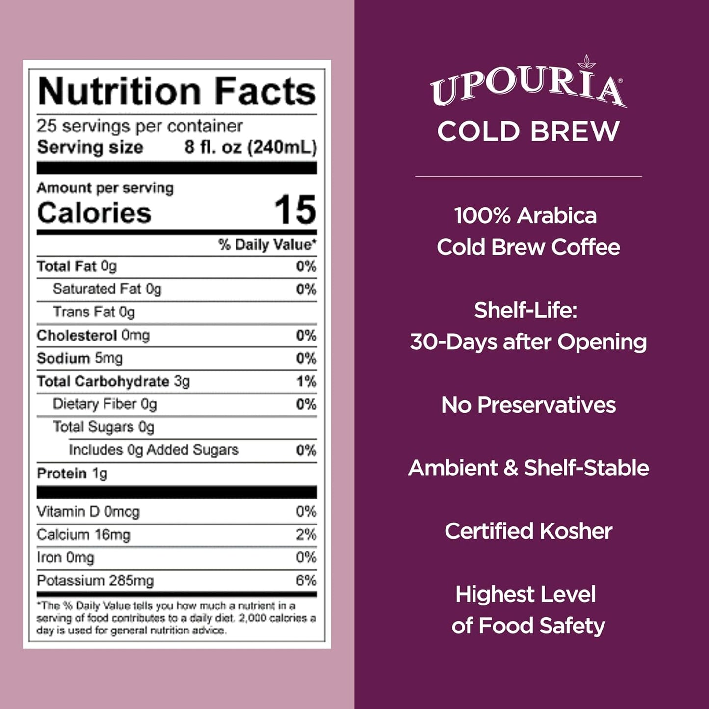 Upouria Cold Brew Coffee on Tap | Ready to Drink Cold Brewed Coffee | Cold Brew Coffee Drink Extracted from Premium Coffee Beans | Made from 100% Arabica Cold Brew Extract | Black & Bold | 128 fl oz