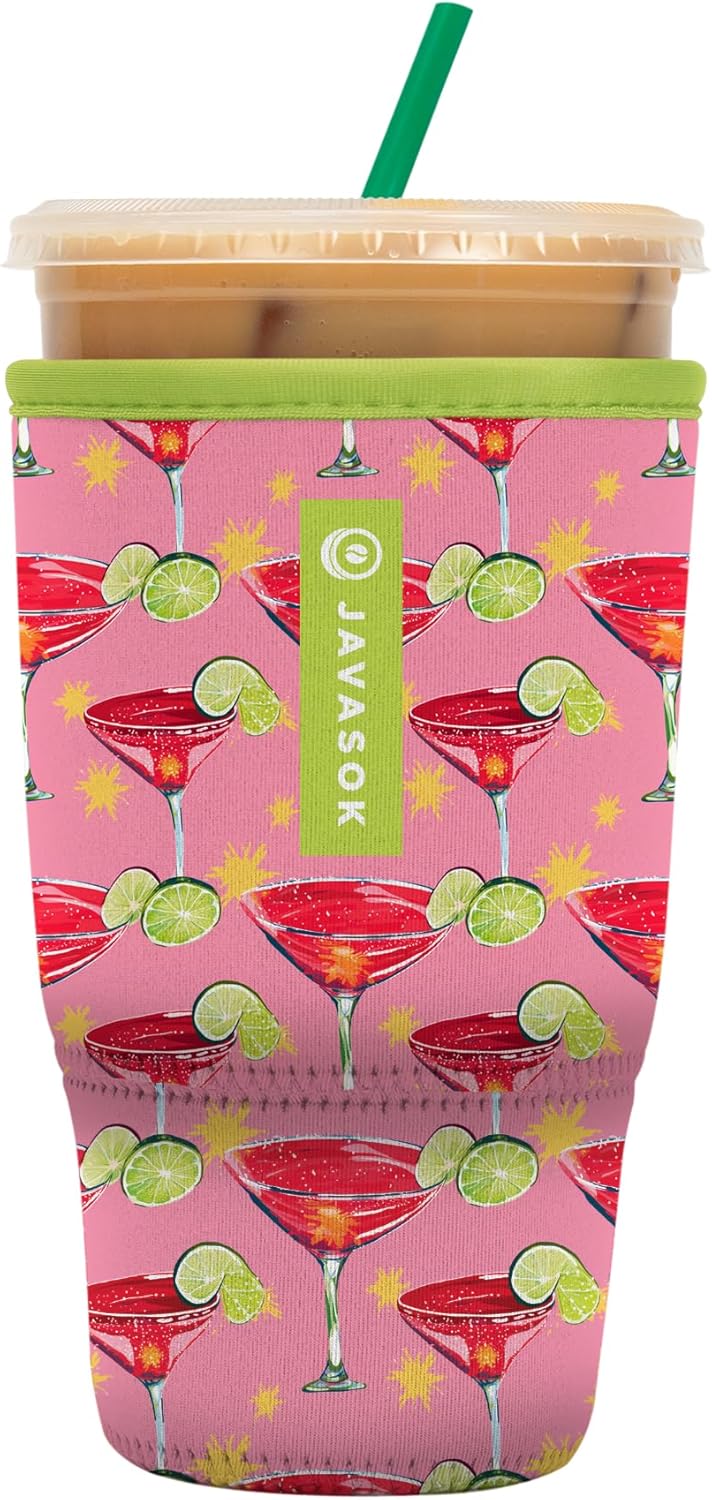 Sok It JavaSok Iced Coffee & Cold Soda Insulated Neoprene Cup Sleeve (Lime After Lime, Large: 30-32oz)
