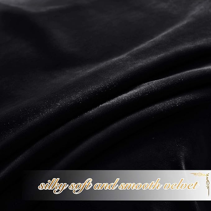 NICETOWN Black Out Velvet Curtains 63 inches Long, Solid Heavy Matt - Image 5
