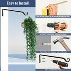 FEED GARDEN 15 Inch 2 Pack Hand-Forged Hanging Plant Bracket Heavy Duty Metal - Image 5