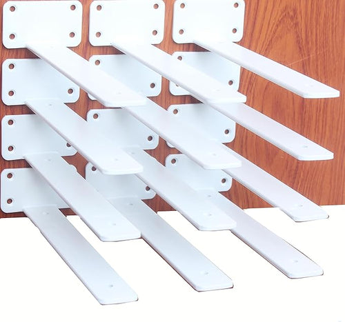 12 Pack - 10 inch White Hidden L Shelf Bracket Iron Floating Shelf Brackets by MHMYDZ