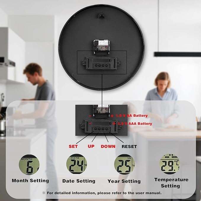 AKCISOT Wall Clock 12 Inch, Non-Ticking Silent Battery Operated Analog - Image 8