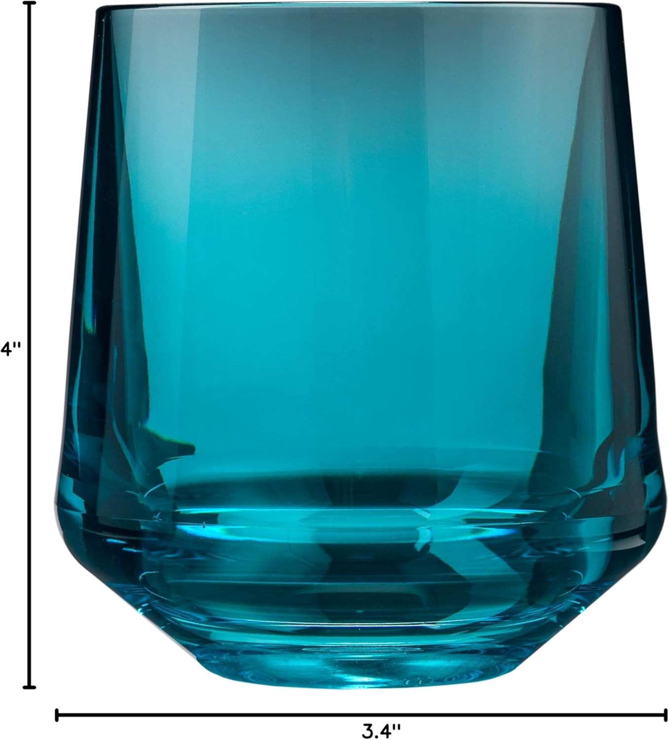 Drinique Unbreakable Stemless Wine Glasses – Set of 4 | 12oz Tritan Plastic | Made with 50% Recycled Content | Reusable, Dishwasher Safe, BPA-Free, Shatterproof | Indoor, Outdoor, Everyday Use - Teal