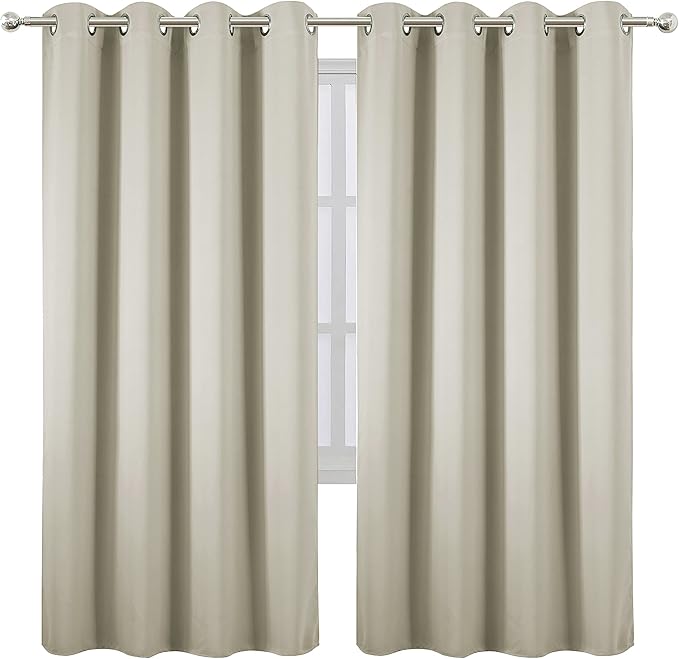 LEMOMO Light Beige Thermal Blackout Curtains/52 x 72 Inch/Set of 2 Panels Room - Image 2