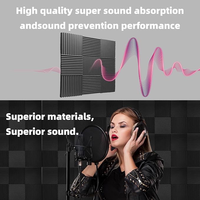 24 Pack Sound Proof Foam Panels |1"×12"×12" Quick-Recovery Soundproof Wall - Image 4