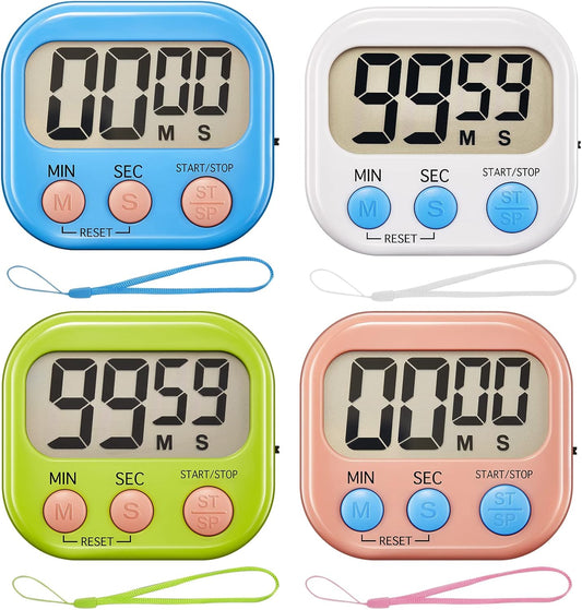 Timers,Classroom Timer for Kids,Kitchen Timer for Cooking,Egg Timer,Magnetic Digital Clock Timer for Teacher,Study,Exercise,Oven,Cook,Baking,Desk - 4 Pack