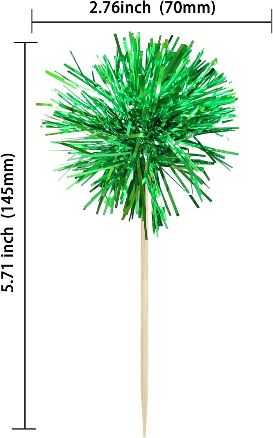 Gyufise 30Pcs Foil Firework Cupcake Toppers Sparkle Tinsel Cake Toppers Tinsel Drink Cake Decoration Cocktail Picks for Birthday Wedding Graduation Party Supplies Dark Green