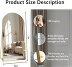 Beauty4U 71" x 32" Arched Full Length Mirror, HD Tempered Glass Floor Mirror - Image 6