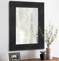 Black Rectangular Vintage Rustic Wood Framed Large Mirror by HLFMVWE