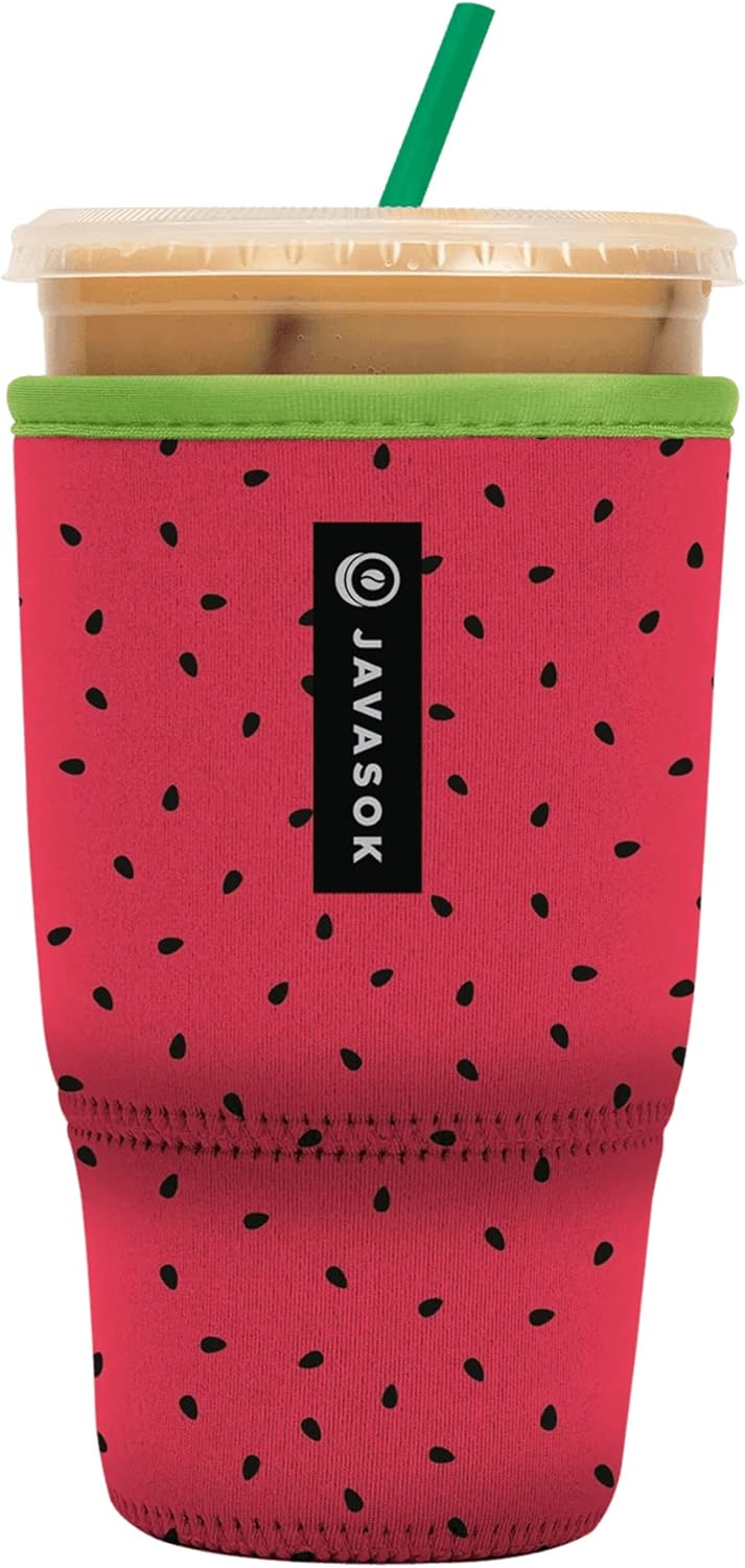 Sok It JavaSok Iced Coffee & Cold Soda Insulated Neoprene Cup Sleeve (Watermelon Sugar, Large: 30-32oz)