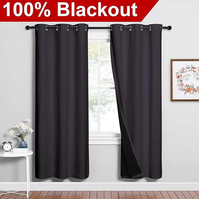 NICETOWN 100% Blackout Window Curtain Panels, 2 Pieces, 42-inch Wide Per Panel - Image 2