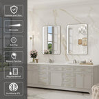 28x36 Inch LED Mirror for Bathroom, Brushed Sliver Metal Frame Lighted Vanity - Image 2