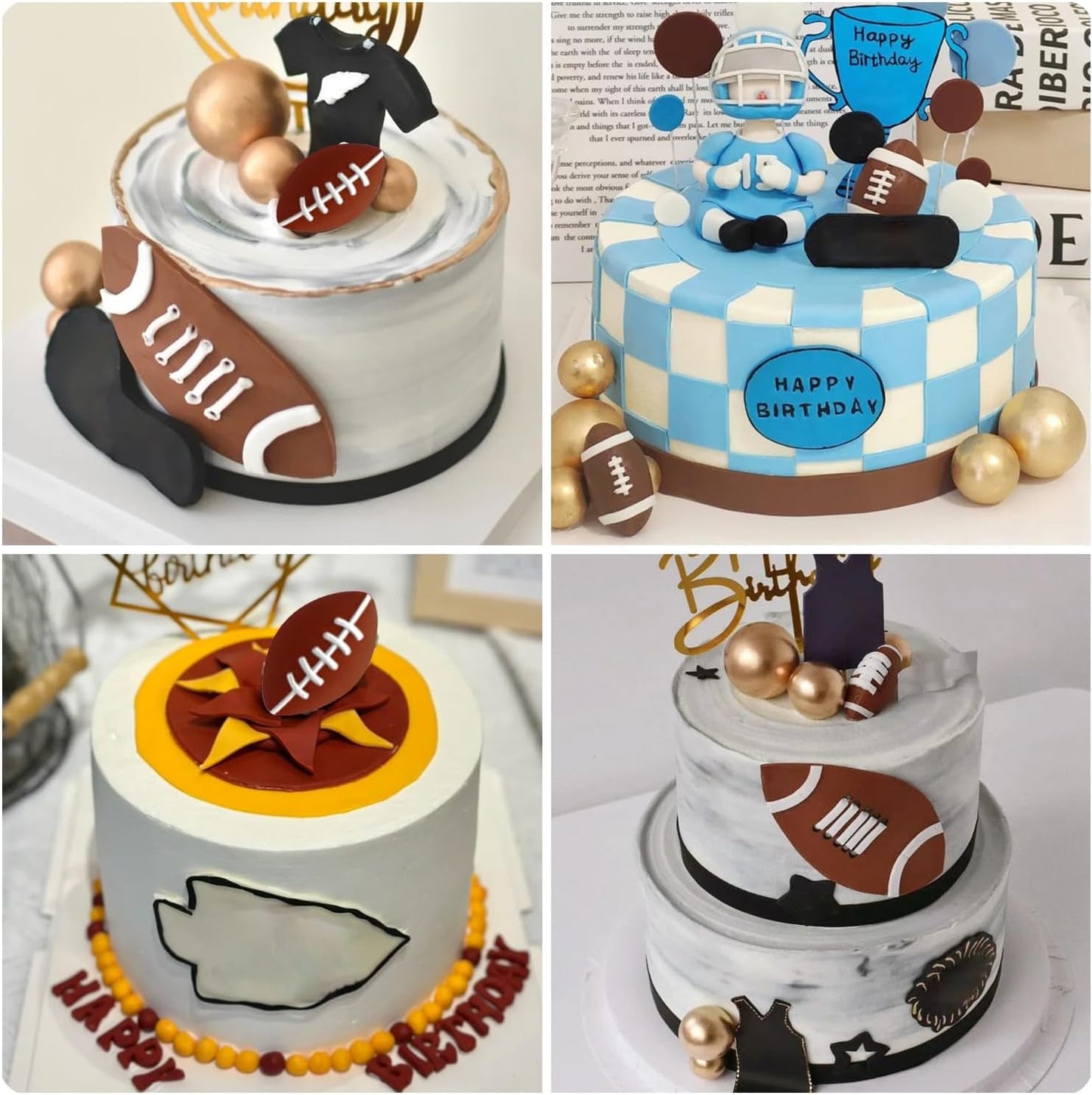 Mujiang Ball Silicone Molds Rugby Football Fondant Molds Sports Theme Molds For Cake Decorating Chocolate Gum Paste Candy Polymer Clay Set Of 3