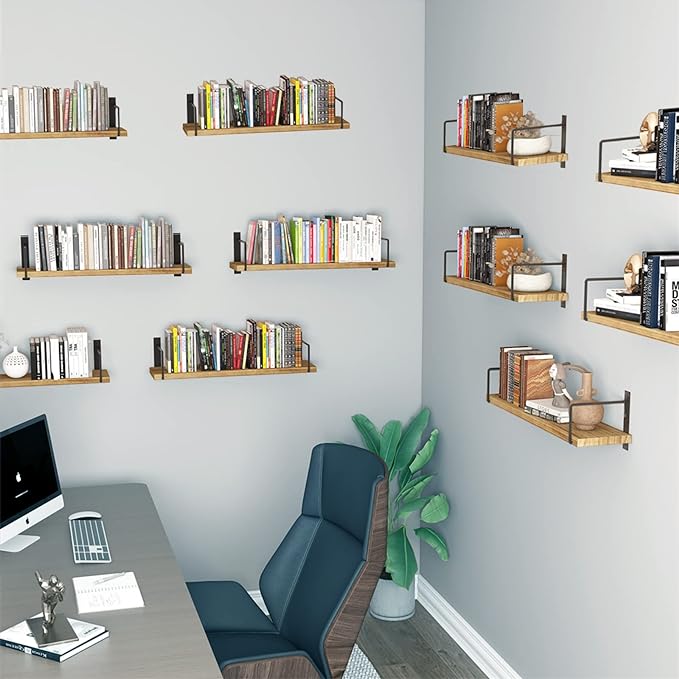 Floating Shelves, 24 Inches, Wall Mounted, Rustic Wood - Image 4