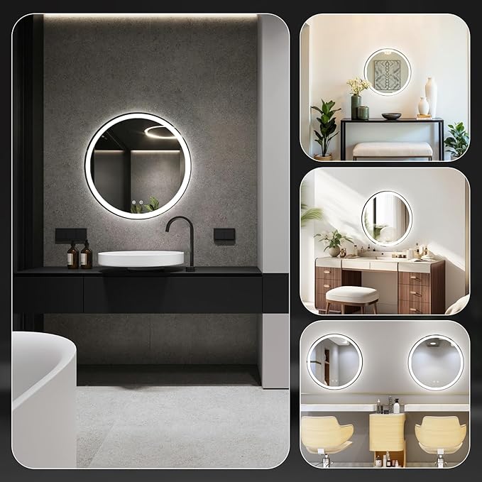 Sweetcrispy 36-Inch Round LED Bathroom Backlit Mirror - Image 7