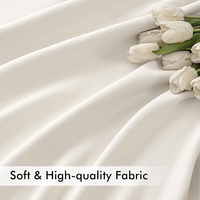 MIULEE Ivory Back Tab Blackout Curtains 72 Inches Long 2 Panels Set - Image 6