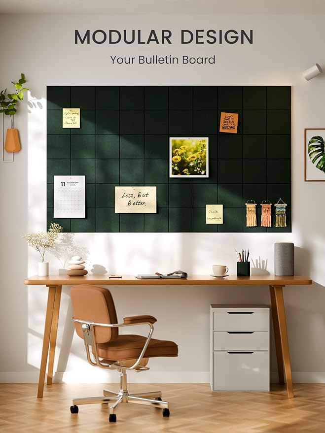 Bumusty Large Felt Bulletin Board, 30 Push Pins, 70 Adhesive Tabs, Pine Green - Image 6