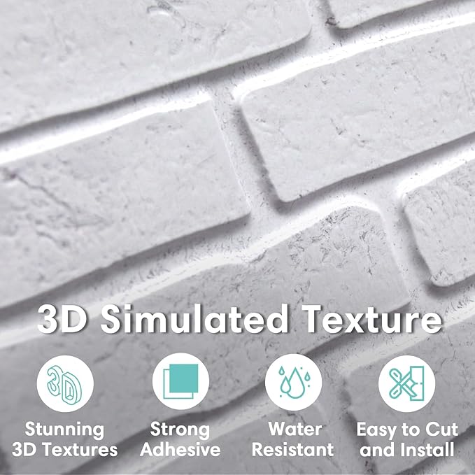Commomy 3D Peel and Stick Brick, Ultralight Thin PVC Faux Brick Wall Panels - Image 2