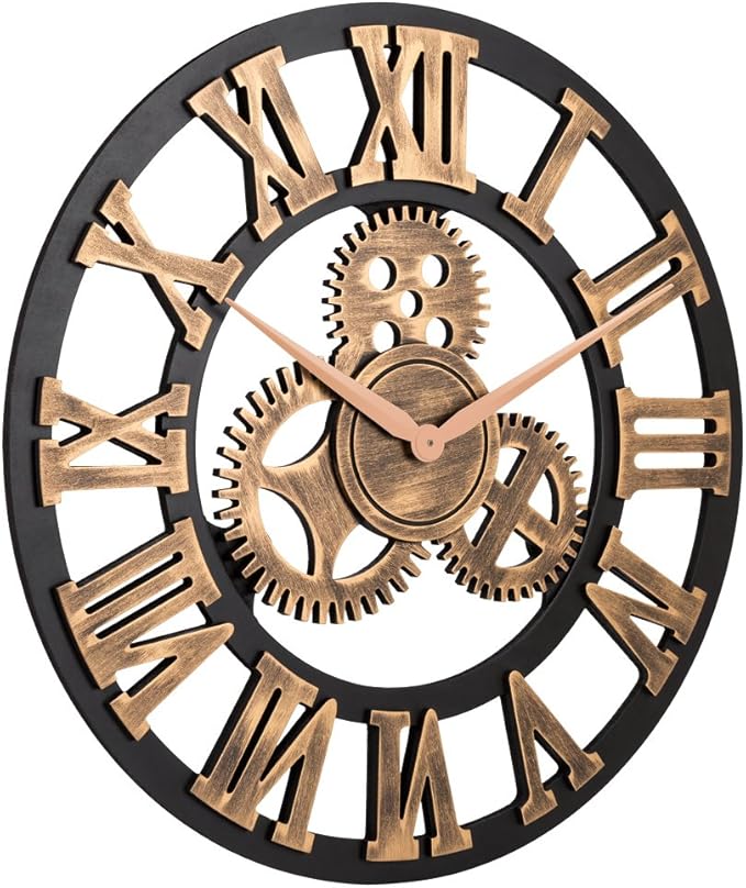 28" Industrial Steampunk Vintage Retro Home Decor Wall Clock *Note: Decorative - Image 3