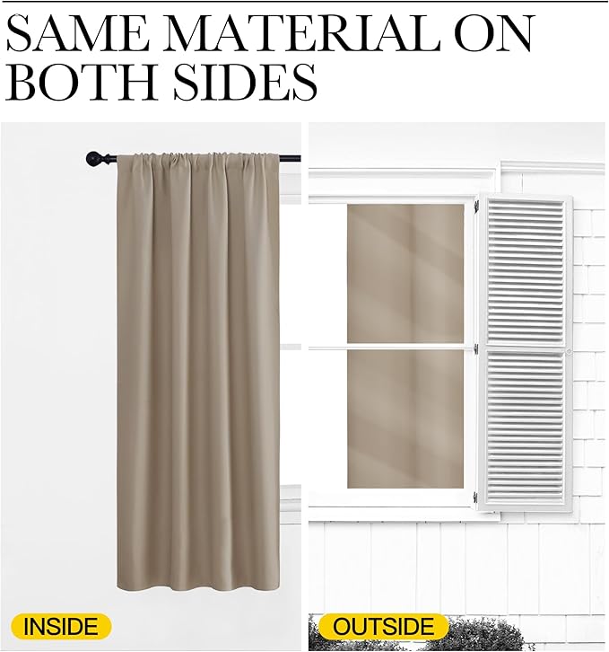 NICETOWN Blackout Curtains for Bedroom, 1 Pair, 70 by 63-inch, Window Treatment - Image 5