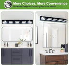 360° Rotate LED Bathroom Vanity Light Fixtures, 2100LM Acrylic Matte Black - Image 7