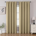 CUCRAF Beige Blackout Curtains 108 inch Length 2 Panels Set, Rod Pocket Room by CUCRAF