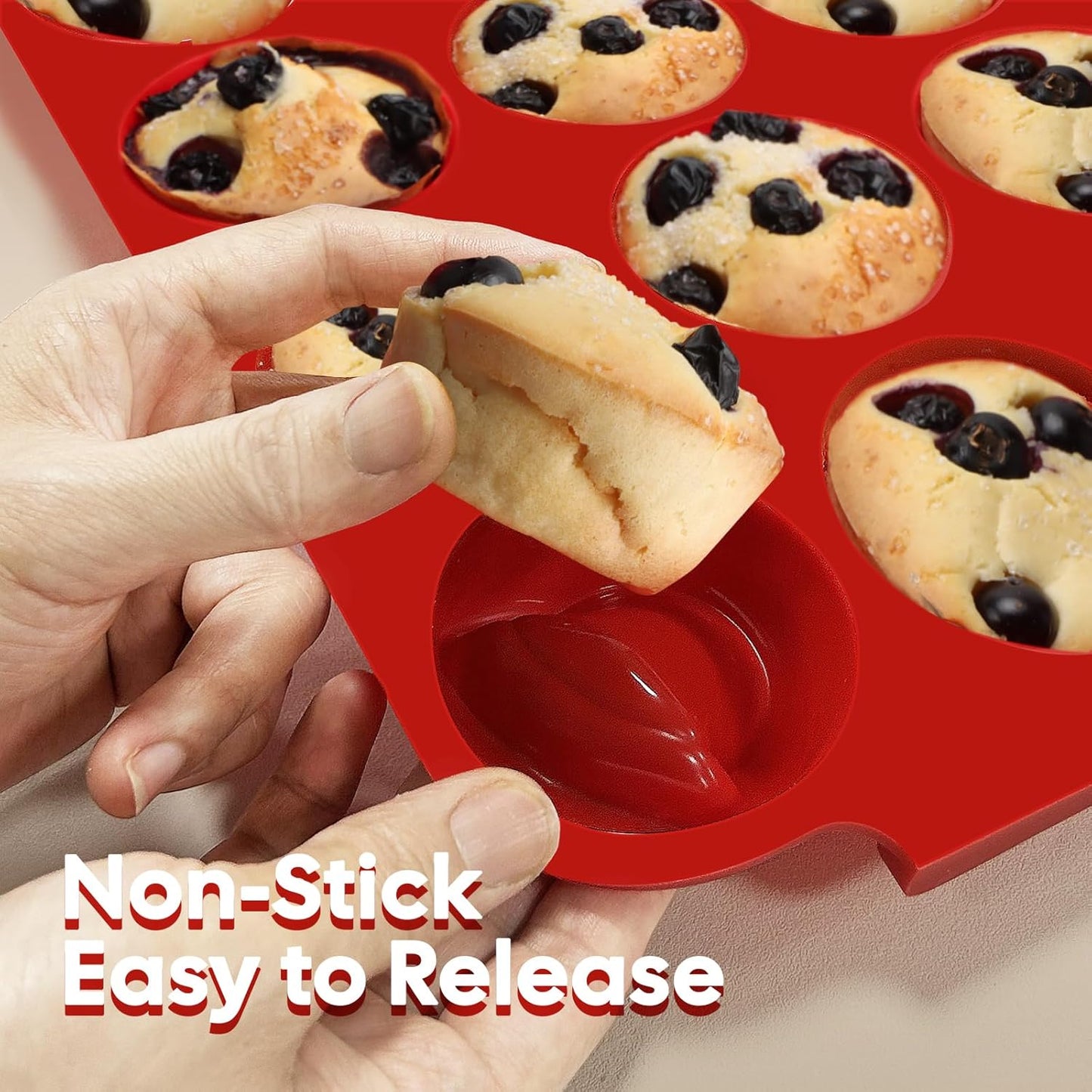 Silicone Muffin Pan for Baking - Nonstick Cupcake Pan, 12 Cups Easy Release & Clean, Dishwasher Safe Muffin Tray for Homemade Muffins, Cupcakes.