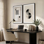 Large Framed Black and White Neutral Abstract Wall Art - Image 2