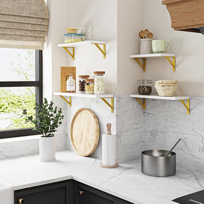 YGEOMER White Shelves for Wall, Different Sizes Wall Floating Shelves for - Image 5