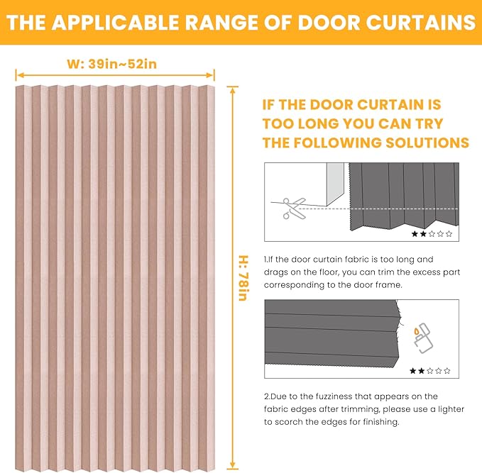 AJAZZ 100% Blackout Magnetic Door Curtain Accordion Doors Interior Closet Door - Image 4