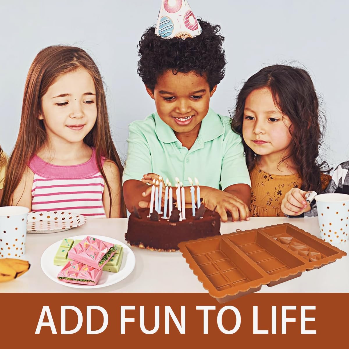 Dubai Chocolate Bar Mold - 3 Different Shapes, 1 Inch Deep Chocolate Molds Silicone,Large And Thick Candy Bar Baking Molds - Set of 2