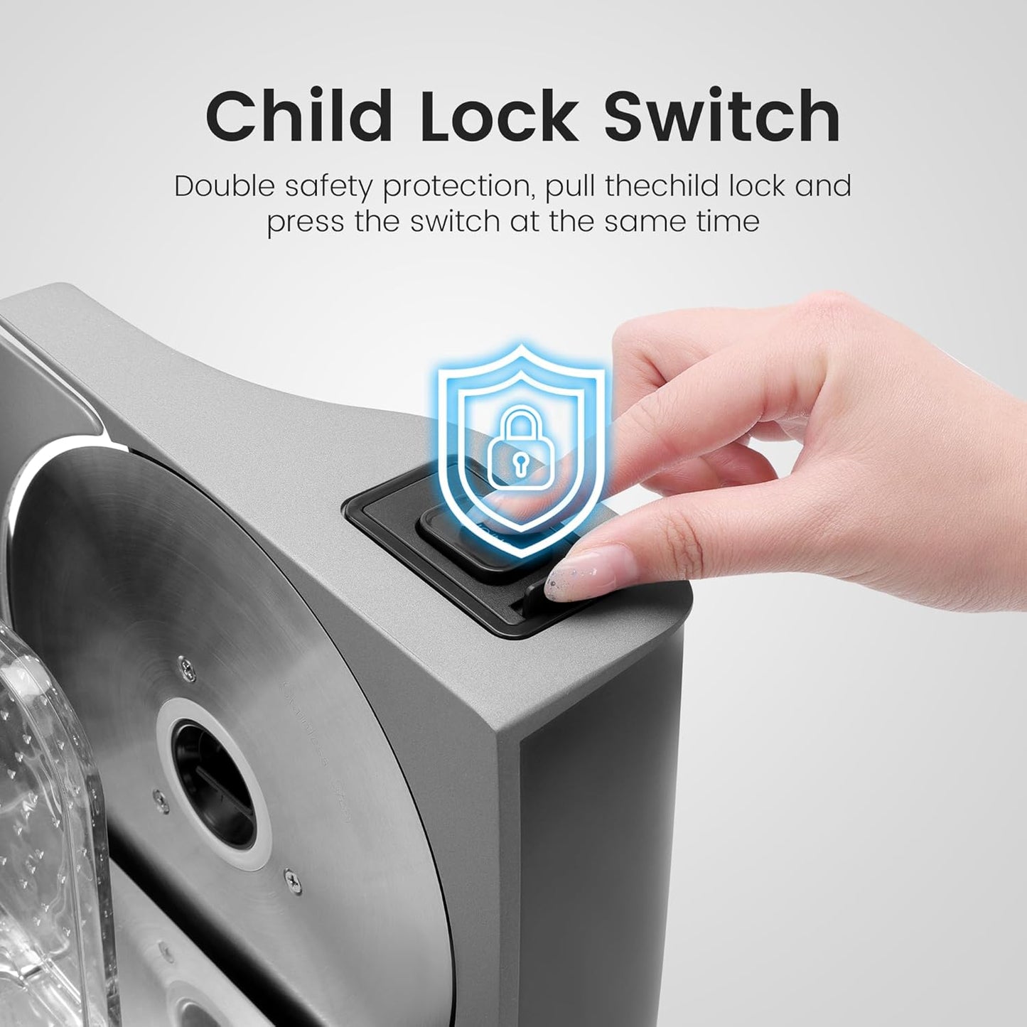 Meat Slicer 200W for Home Use, 2 Removable 7.5" Stainless Steel Blades, Electric Food Slicer with 0-18mm Adjustable Thickness, Child Lock, 1 Tray, and 1 Towel