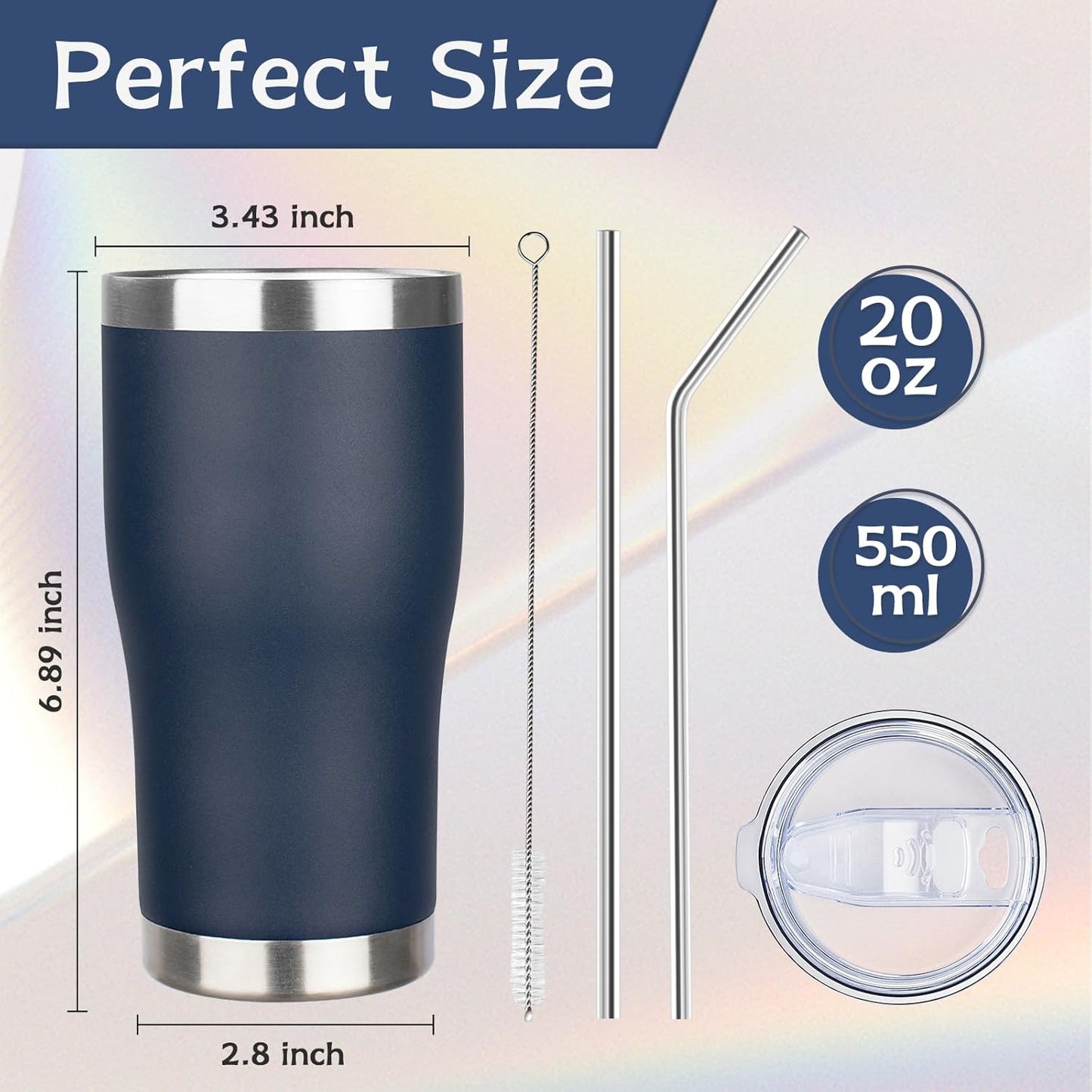 MEZMUT 20oz Coffee Tumbler with Lid and Straw Double Wall Vacuum Insulated Cup Stainless Steel Travel Mugs Insulated for Hot and Cold Leakproof Powder Coated Tumbler for Indoor and Outdoor