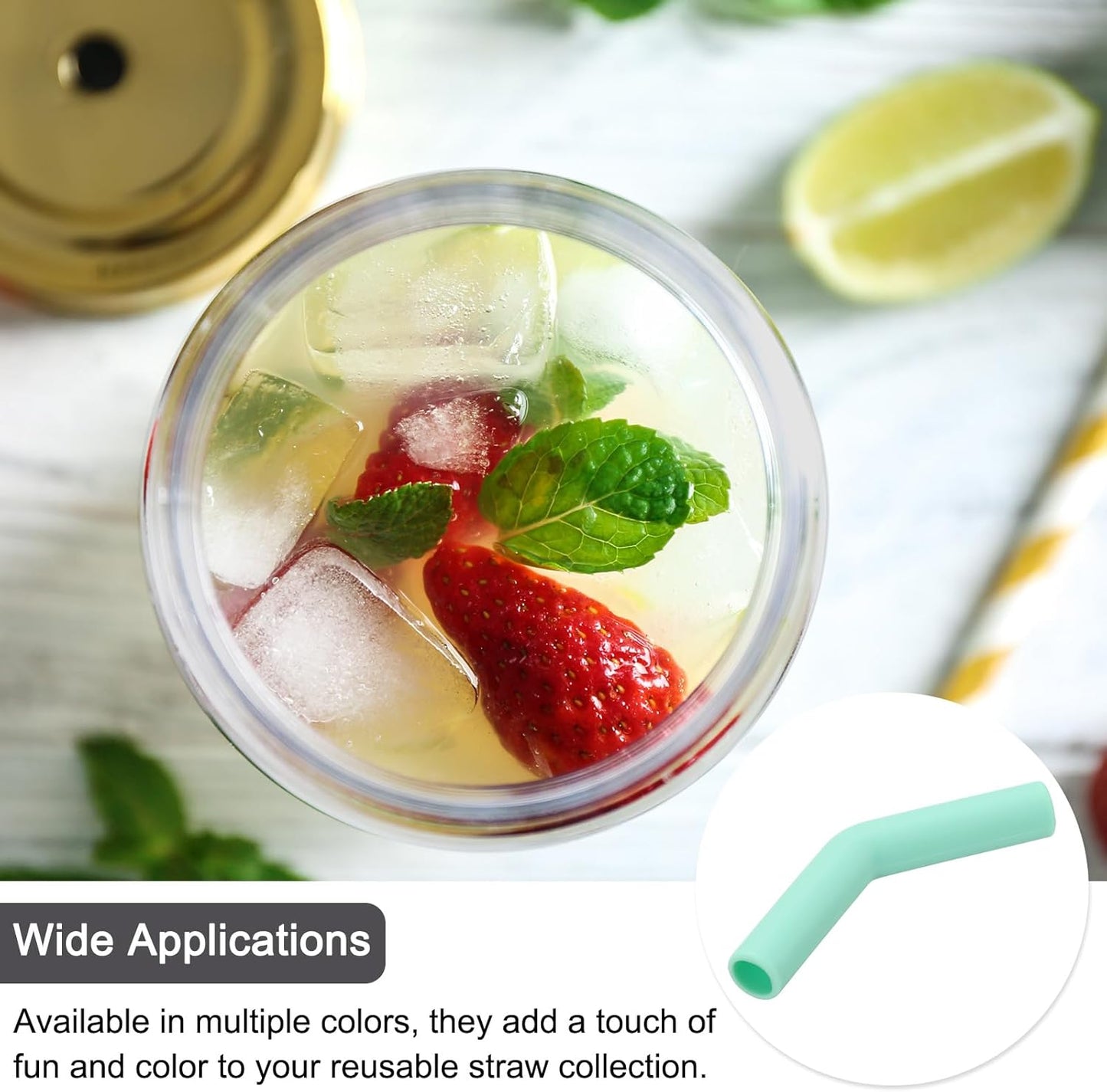 uxcell 4Pcs Silicone Straw Tips, Silicone Straw Elbows Tip, Soft Reusable Metal Straw Covers Fit for 10mm/0.39" OD Stainless Steel Straws, Mint Green