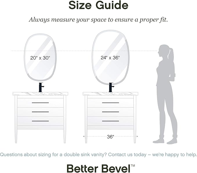 Better Bevel 20" x 30" Frameless Oblong Oval Mirror | 1" Beveled Edge | - Image 6