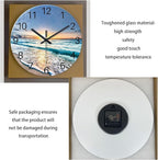 Blue Beach Wall Clock for Kitchen 14 Inch Round Coastal Clocks for Walls Analog - Image 6