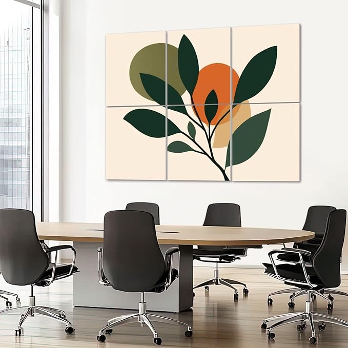 6 Pack Art Acoustic Panels Sound Absorbing Boho Botanical Leaf Orange Green - Image 7