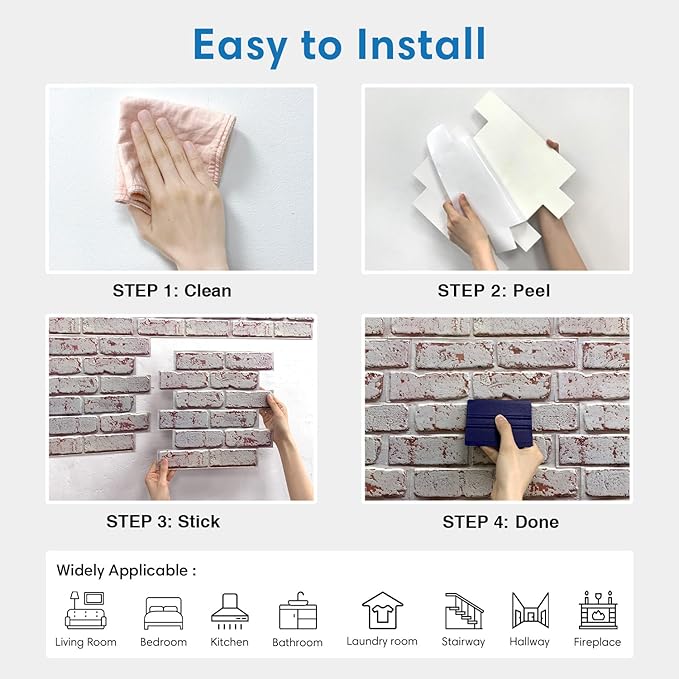 3D Whitewash Brick Wall Panel Peel and Stick - Image 9
