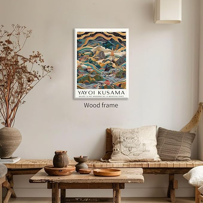Yayoi Kusama Framed Wall Art Vintage Japanese Poster 24X36 in Abstract Buddha - Image 3