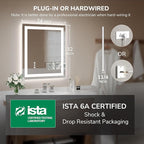 USHOWER LED Bathroom Mirror 24x32 Inch Tempered Glass - Image 7