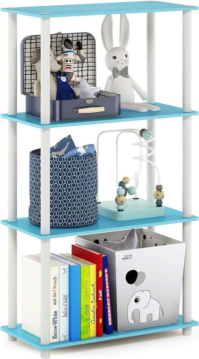 Furinno Turn-N-Tube 4-Tier Multipurpose Shelf Display Rack, Round Tubes by Furinno-FitsYourSpaceFitsYourBudget