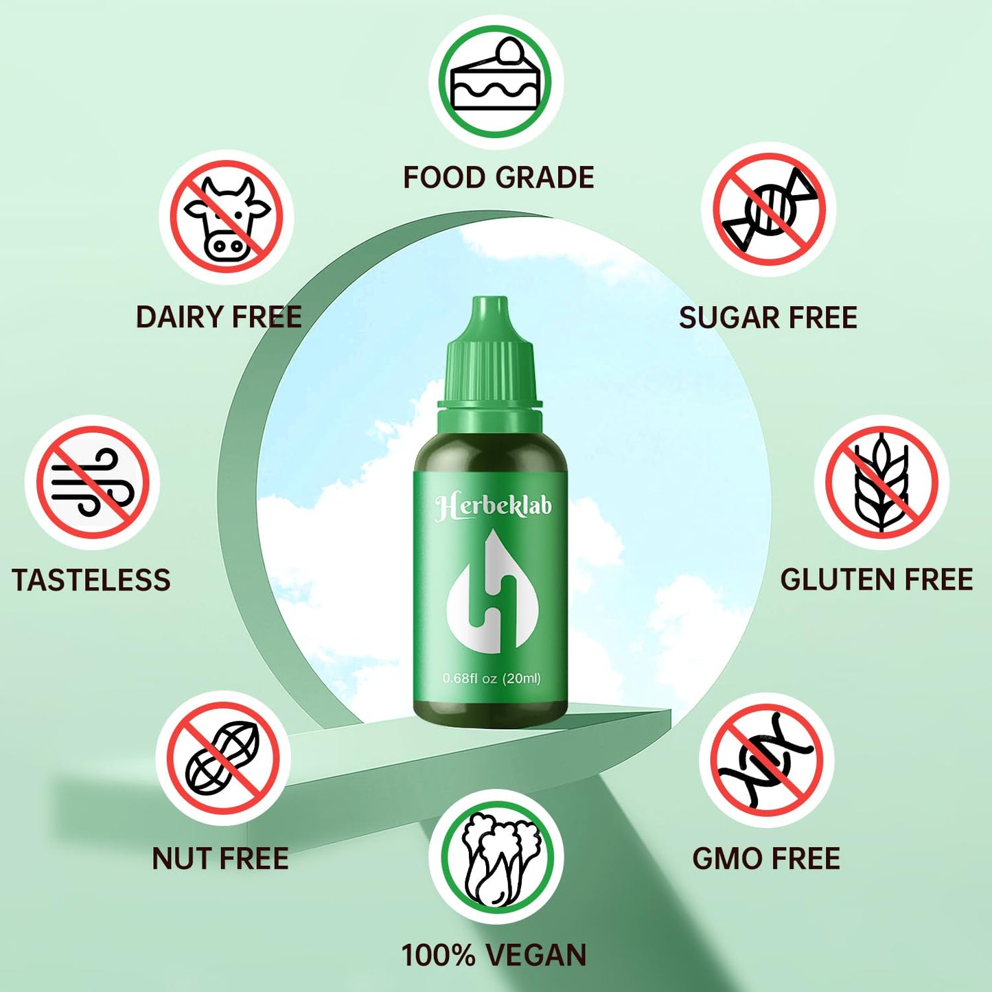 Food Coloring Liquid Food Dye Water Based Food Color 6 Colors x 20 ml Herbeklab Concentrated Food Coloring for Slime Baking Icing Cake Decorating Easter Egg - 4.06 Fl Oz